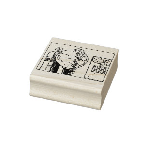 Retro Cartoon Mad Scientist Lab Equipment Rubber Stamp