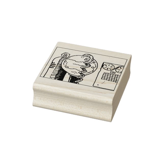 Retro Cartoon Mad Scientist Lab Equipment Rubber Stamp (Stamp)