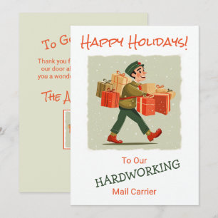 Retro Cartoon Mail Man Flat Holiday Card