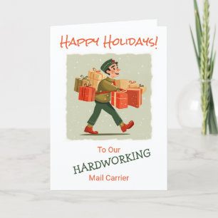 Retro Cartoon Mail Man Folded Holiday Card
