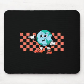 Retro Cartoon Planet Earth Day Environmental Natur Mouse Mat