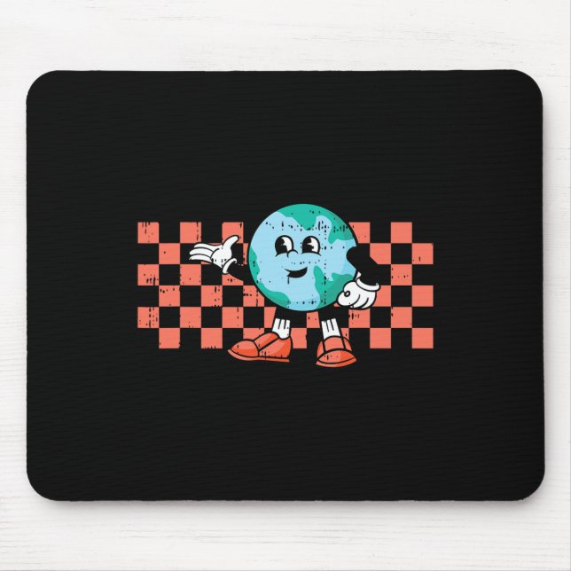 Retro Cartoon Planet Earth Day Environmental Natur Mouse Mat (Front)
