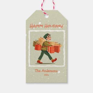Retro Cartoon Postman Holiday Gift Tags