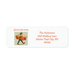 Retro Cartoon Postman Holiday Return Address Label