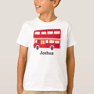 Retro cartoon red double decker bus personalise T-Shirt