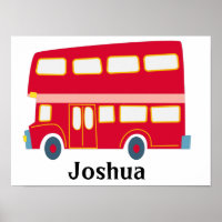 Retro cartoon red double decker bus personalize 