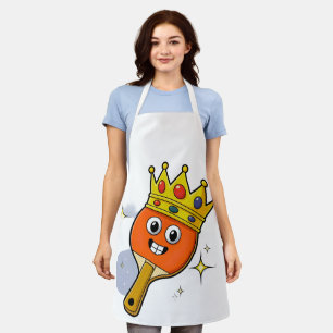 Retro Cartoon Table Tennis Paddle Graphic Apron