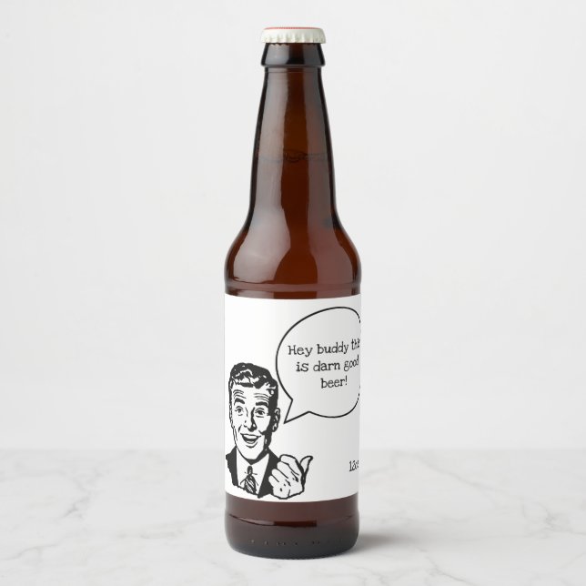 Retro Cartoon Talking Man Custom Beer Label (Front)