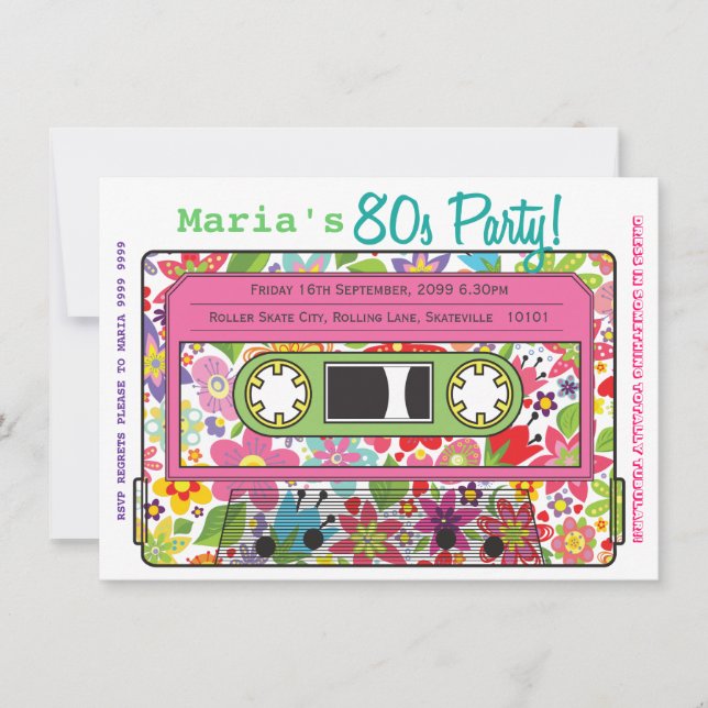 Retro Casette Tape 80s Party Theme Invitation (Front)
