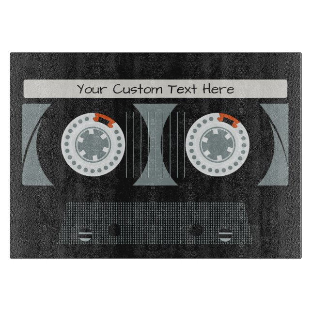 Retro Casette Tape custom text Cutting Board (Front)