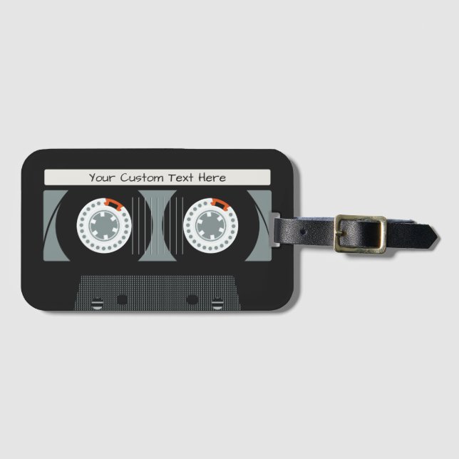 Retro Casette Tape custom text Luggage Tag (Front Horizontal)