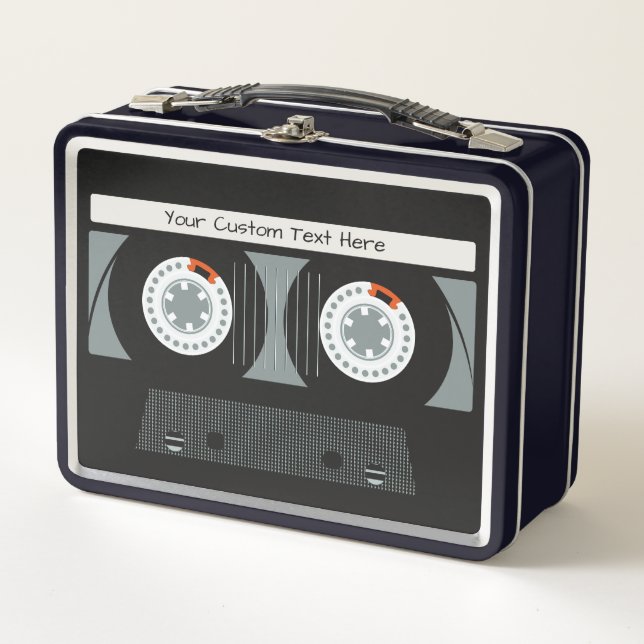 Retro Casette Tape custom text Metal Lunch Box (Front)