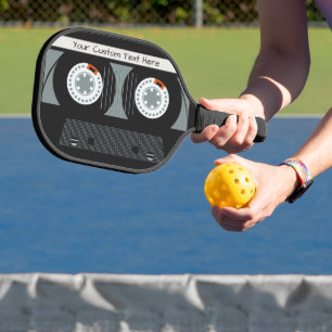 Retro Casette Tape custom text Pickleball Paddle