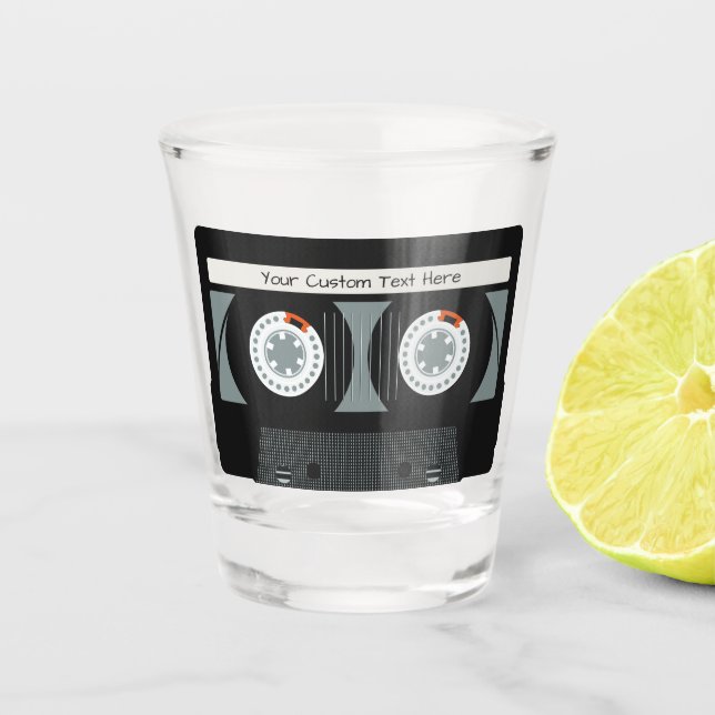 Retro Casette Tape custom text Shot Glass (Front)