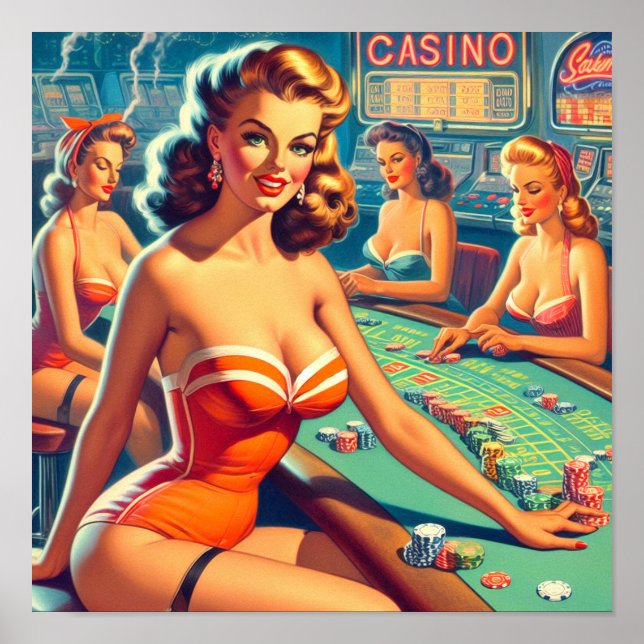 Retro Casino Girls Poster (Front)