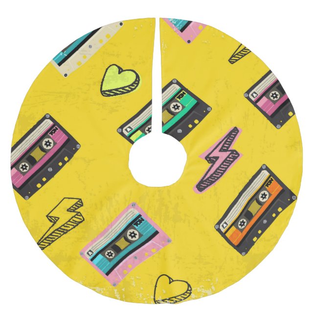 Retro Cassette: 80's Love Party Design Brushed Polyester Tree Skirt (Front)