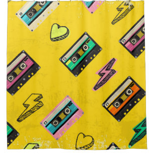 Retro Cassette: 80's Love Party Design Shower Curtain