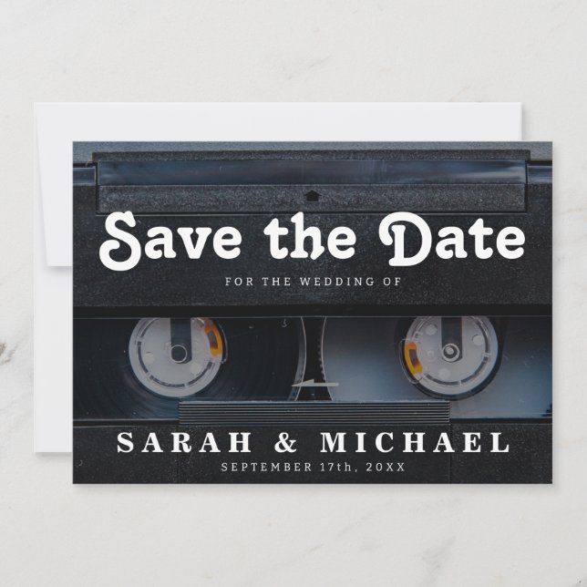 Retro Cassette 80s Wedding Save the Date (Front)