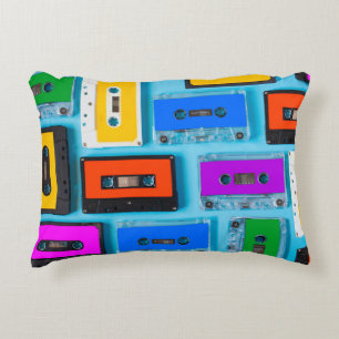 Retro Cassette: Blue Background Collection Decorative Cushion