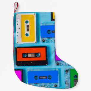 Retro Cassette: Blue Background Collection Small Christmas Stocking