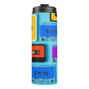 Retro Cassette: Blue Background Collection Thermal Tumbler