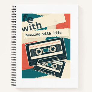 Retro Cassette Buzzing with Life Notebook