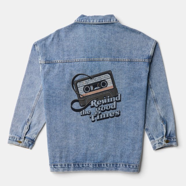 Retro Cassette Design for Nostalgia lovers Denim Jacket (Back)