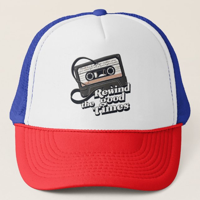 Retro Cassette Design for Nostalgia lovers Trucker Hat (Front)