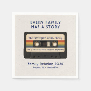 Retro Cassette Family Reunion Name Date Napkin