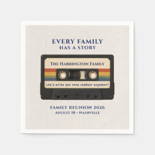 Retro Cassette Family Reunion Name Date Napkin