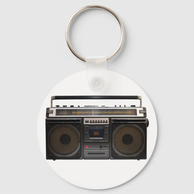 retro cassette player music hipster stereo tape key ring (Front)