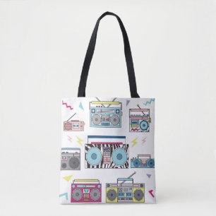 Retro Cassette Players: 80s Vintage Art Tote Bag