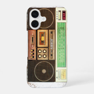 Retro Cassette Recorder with Personalised Name iPhone 16 Case