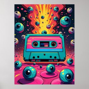 Retro Cassette Surreal Pop Art Poster