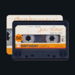 Retro Cassette tape 50th Birthday Party Invitation<br><div class="desc">Old cassette tape or audio cassette to personalise with your name and date. Customisable 50th birthday flat rounded card invitation. Matching birthday save the date (magnet, postcard), guest book (hard cover), party supplies, favour boxes and more... Don't forget the whole collection of retro audiotapes (transparent, green colours, with decals and...</div>
