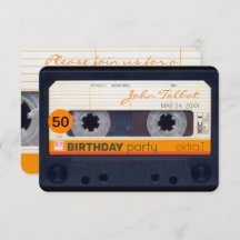Retro Cassette tape 50th Birthday Party Invitation
