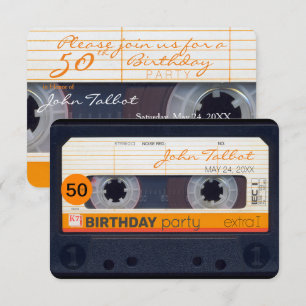 Retro Cassette tape 50th Birthday Party Invitation