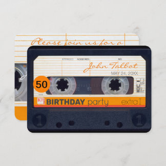 Retro Cassette tape 50th Birthday Party Invitation