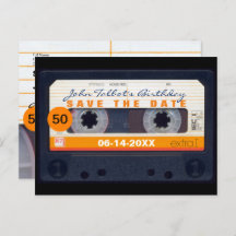 Retro Cassette tape 50th birthday Save the date P2