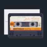 Retro Cassette tape 60th birthday Party Invitation<br><div class="desc">Old cassette tape or audio cassette to personalise with your name and date. Design on flat rounded card invitation with texts for 60th birthday party to customise. You can easily change text(font, colour, size and position)by clicking the customise button. Matching birthday save the date (magnet, postcard), guest book (hard cover),...</div>