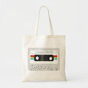 Retro cassette tape 80s style tote bag