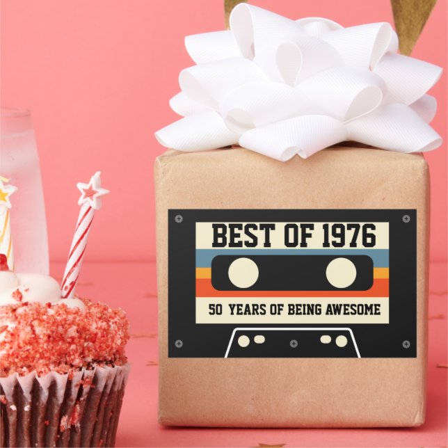 Retro Cassette Tape "Best Of" Rectangular Sticker (Party)