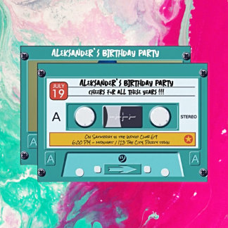Retro Cassette Tape Birthday Invitation