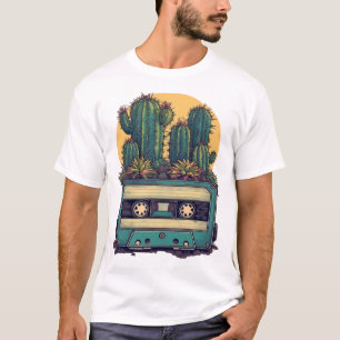 Retro Cassette Tape Cactus Graphic - Vintage 80s 9 T-Shirt