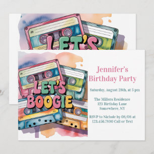 Retro Cassette Tape Let’s Boogie Adult Birthday  Invitation