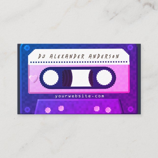 Retro Cassette Tape Music DJ Business Card (Front)