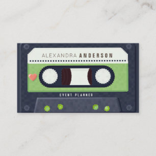 Retro Cassette Tape Music Green Business Card