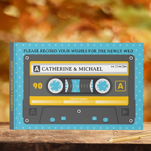Retro Cassette Tape Musical Fun Pop Art Wedding Guest Book (Creator Uploaded)