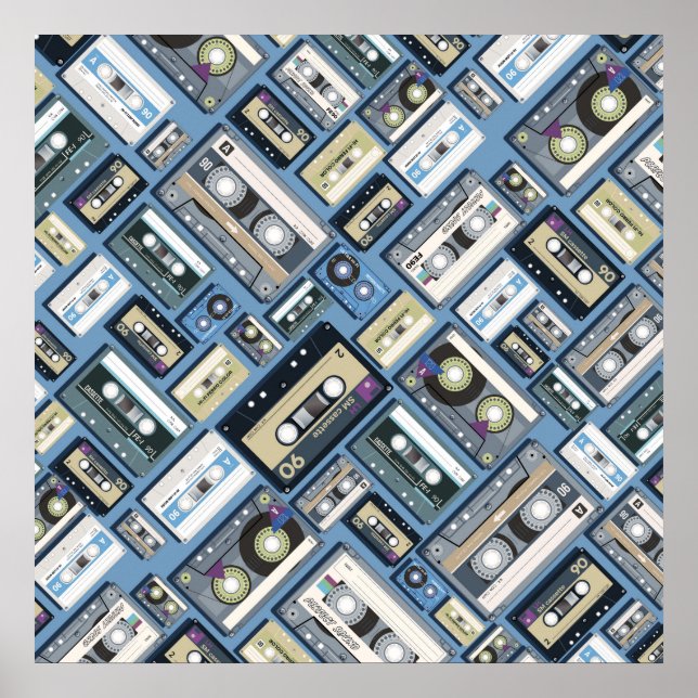 Retro cassette tape pattern poster (Front)