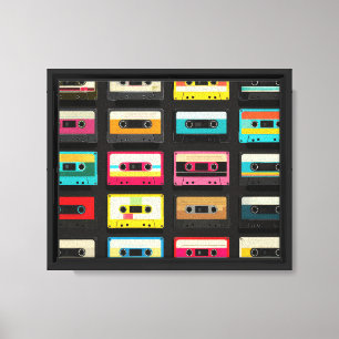 Retro Cassette Tape Pattern – Vintage Music Canvas Print